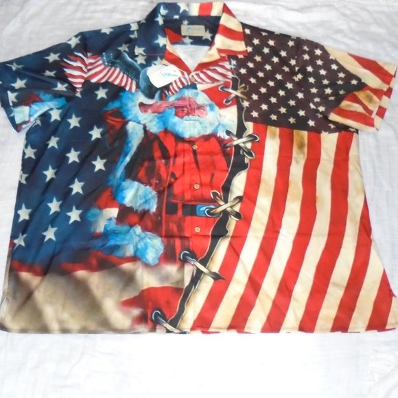 Hawaiian Shirts Vacation Is A State Of Mind Patriotic Santa Claus Size 4XL - Picture 1 of 3